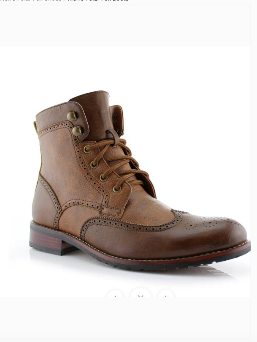 Men's Brown Lace Up Wing Tip Perforated Dress Ankle Boot